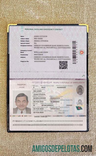 Passaporte E de Bangladesh (presente em 2020) Versão 2 Photo Look modelo